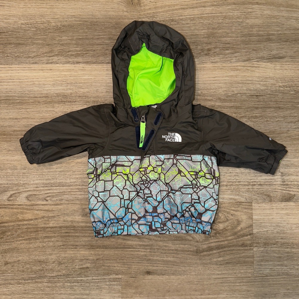 The North Face Infant DryVent Rain Jacket Grey Green Blue NF0A2U3L 0-3M